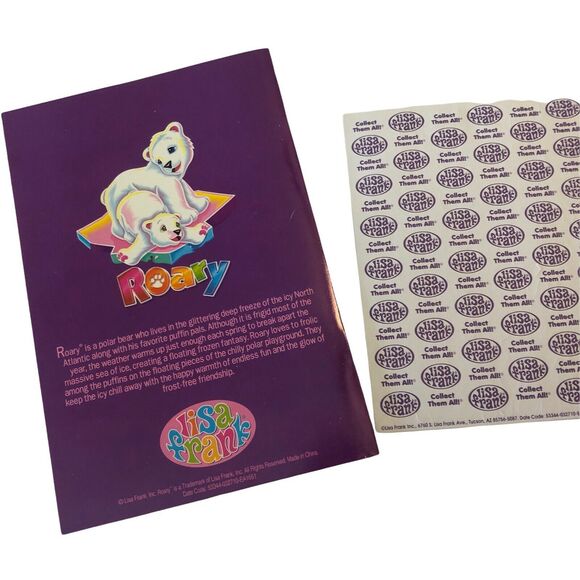 90s Lisa Frank Roary Polar Bear My Sticker Collection Book Full Stickers Sheet - Picture 4 of 4